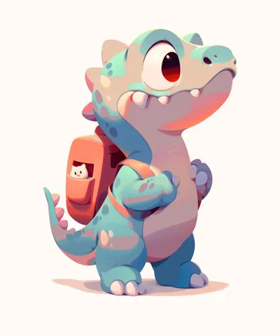 Cute Baby Dinosaur Student