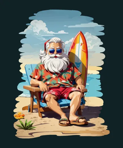 Santa on a beach holiday